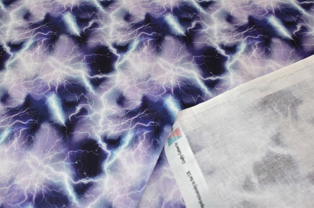 Purple Lightening Printed 100% Cotton Fabric