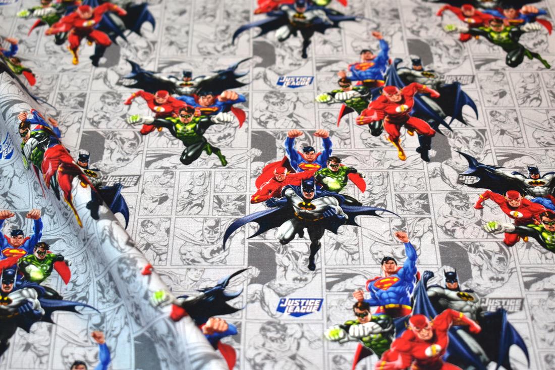 Grey Justice League Printed 100% Cotton Fabric