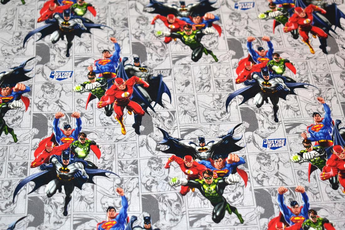 Grey Justice League Printed 100% Cotton Fabric