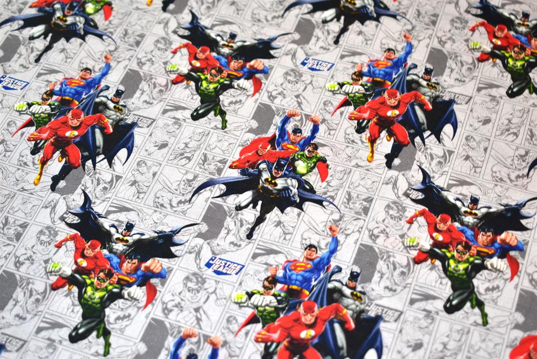Grey Justice League Printed 100% Cotton Fabric