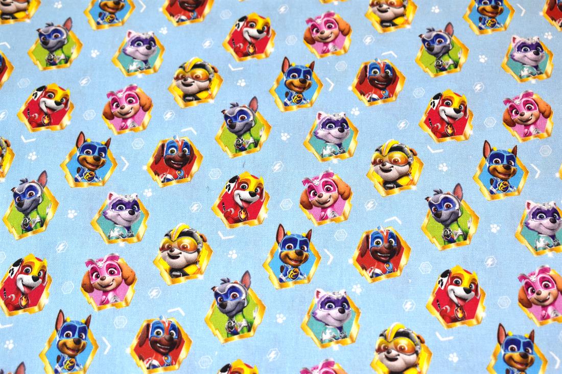 Light Blue Super Paw Printed 100% Cotton Fabric