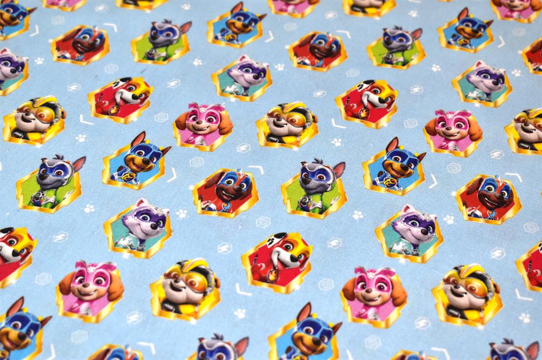 Light Blue Super Paw Printed 100% Cotton Fabric