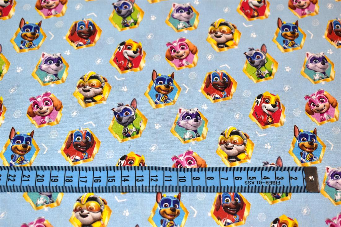 Light Blue Super Paw Printed 100% Cotton Fabric