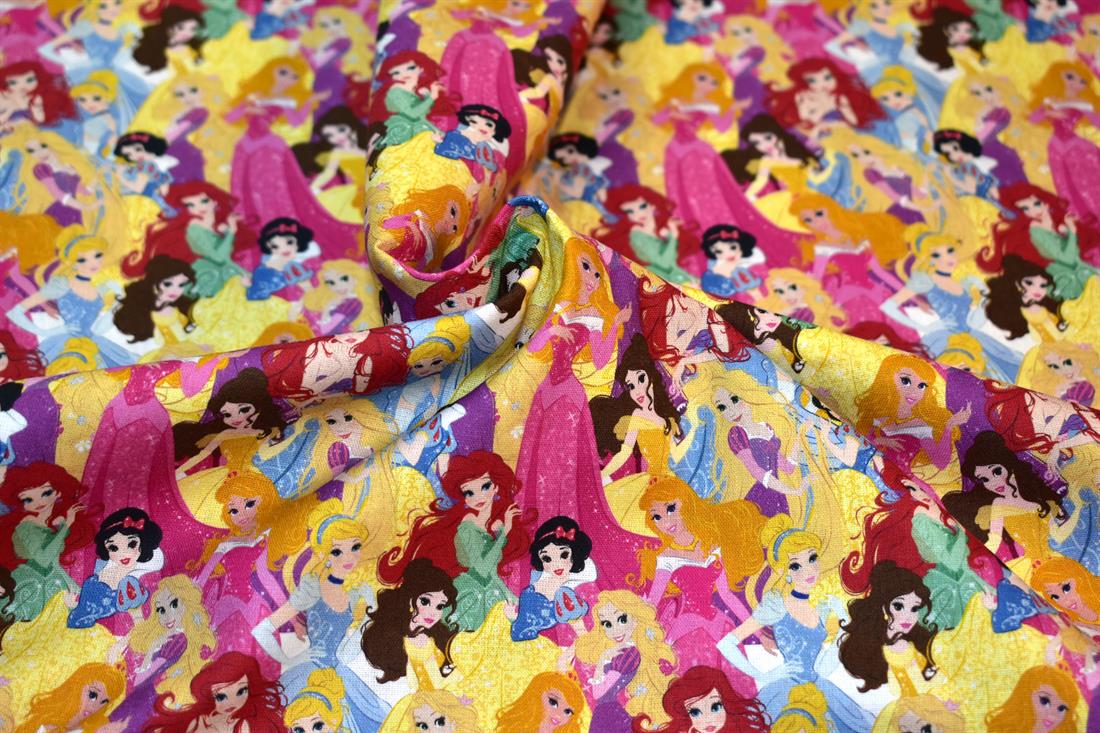 Pink Disney Princess Printed 100% Cotton Fabric