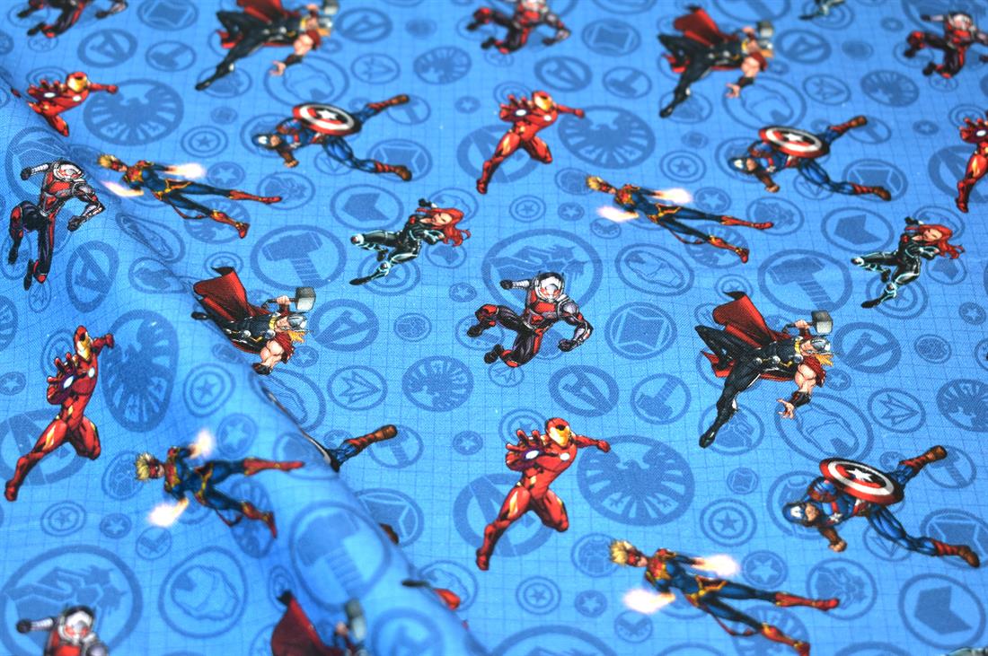 Blue Avengers Printed 100% Cotton Fabric