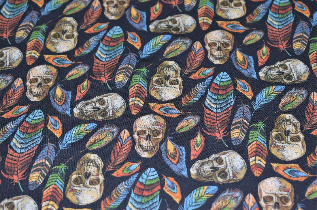 Black Skull Printed 100% Cotton Fabric
