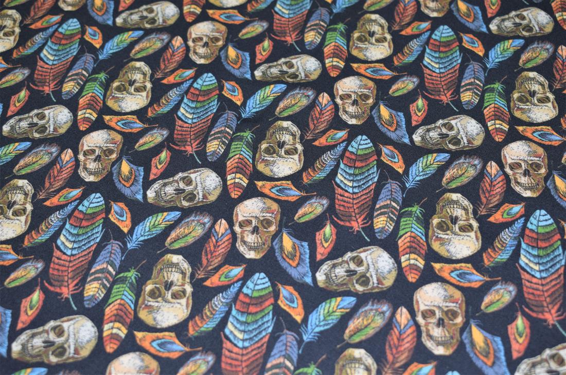 Black Skull Printed 100% Cotton Fabric