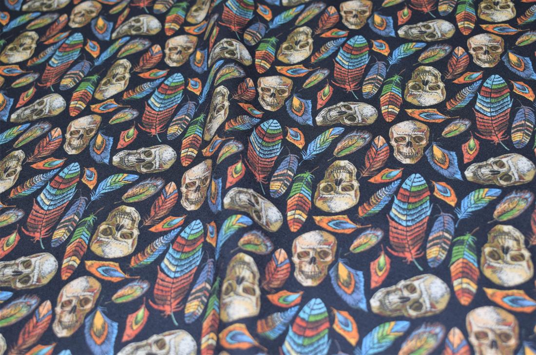 Black Skull Printed 100% Cotton Fabric