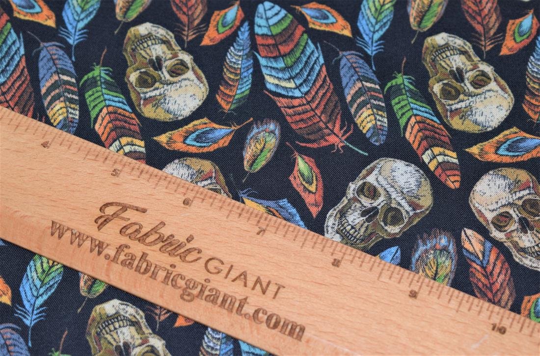 Black Skull Printed 100% Cotton Fabric