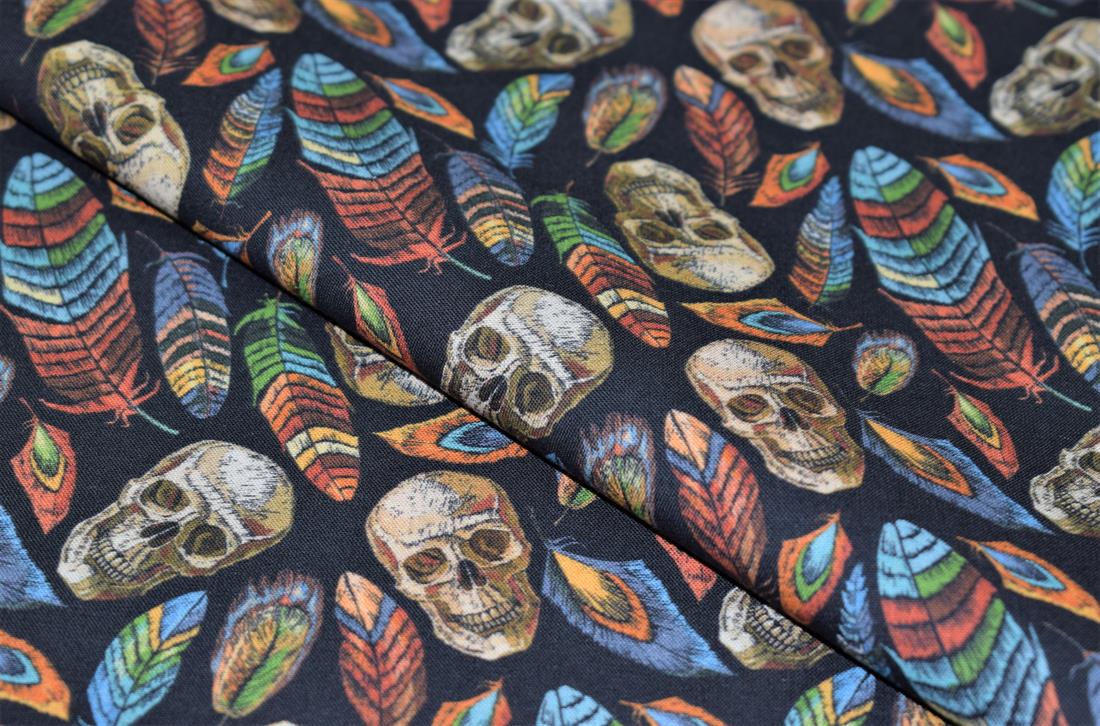 Black Skull Printed 100% Cotton Fabric