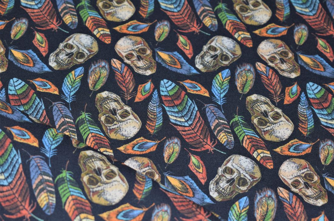 Black Skull Printed 100% Cotton Fabric