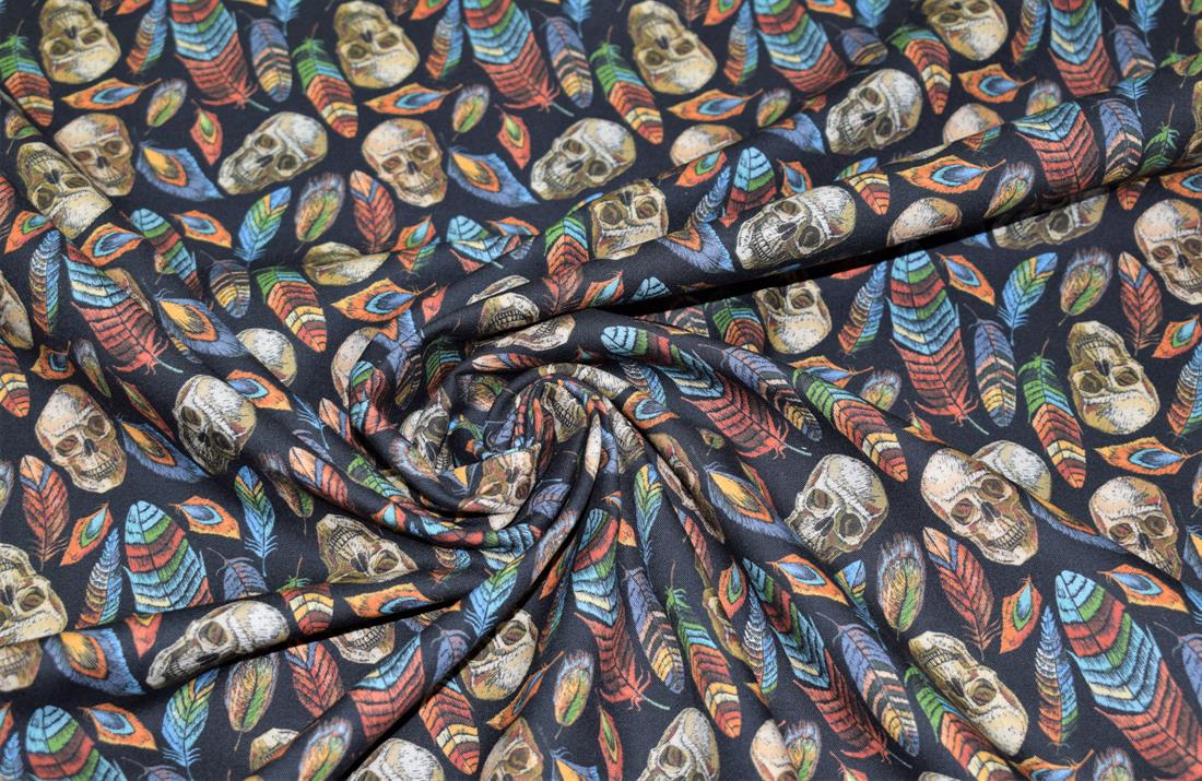 Black Skull Printed 100% Cotton Fabric