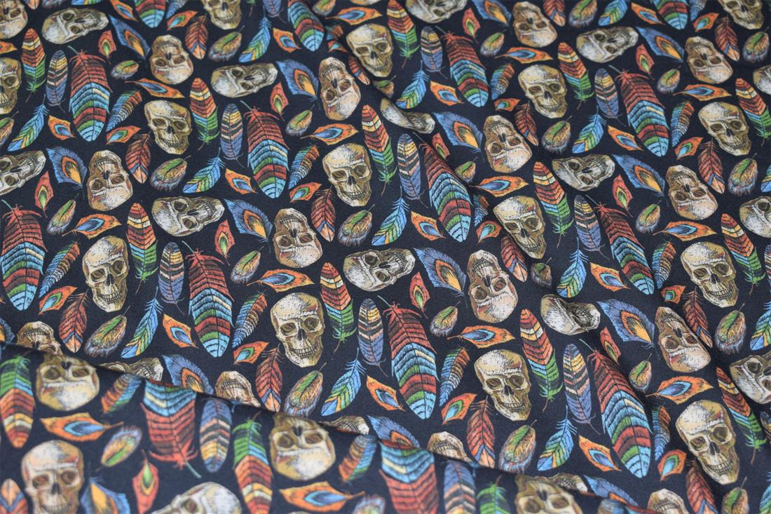 Black Skull Printed 100% Cotton Fabric