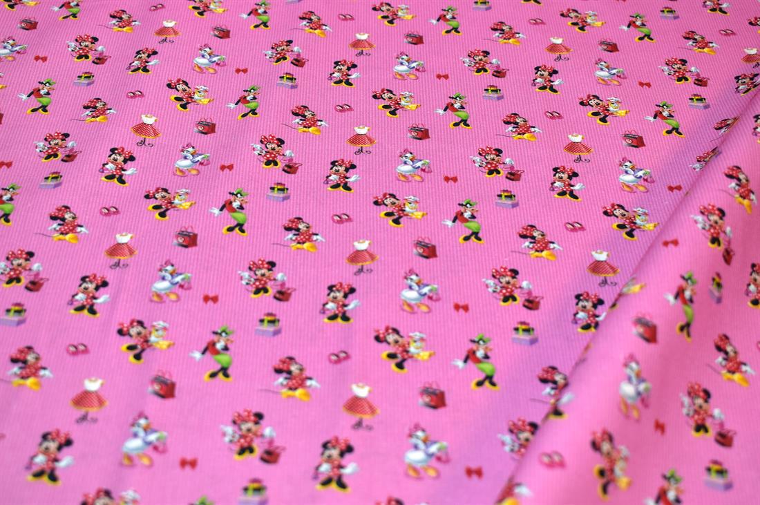 Pink Minnie and Friends Printed 100% Cotton Fabric
