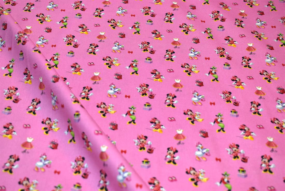 Pink Minnie and Friends Printed 100% Cotton Fabric