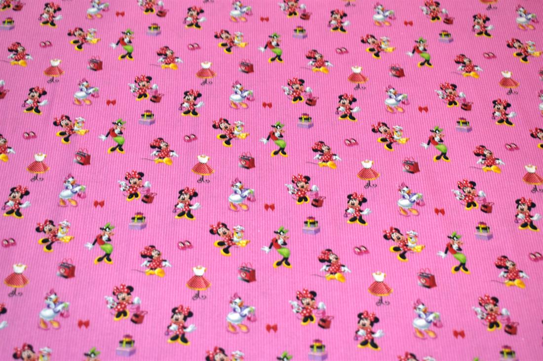 Pink Minnie and Friends Printed 100% Cotton Fabric