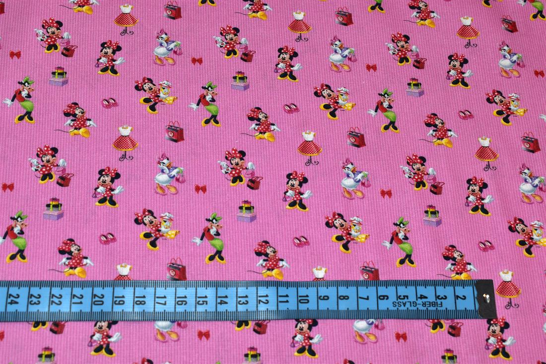 Pink Minnie and Friends Printed 100% Cotton Fabric