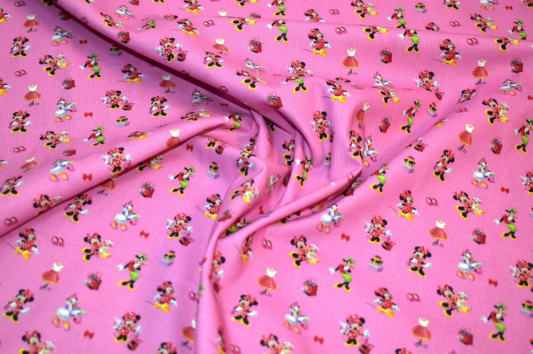 Pink Minnie and Friends Printed 100% Cotton Fabric