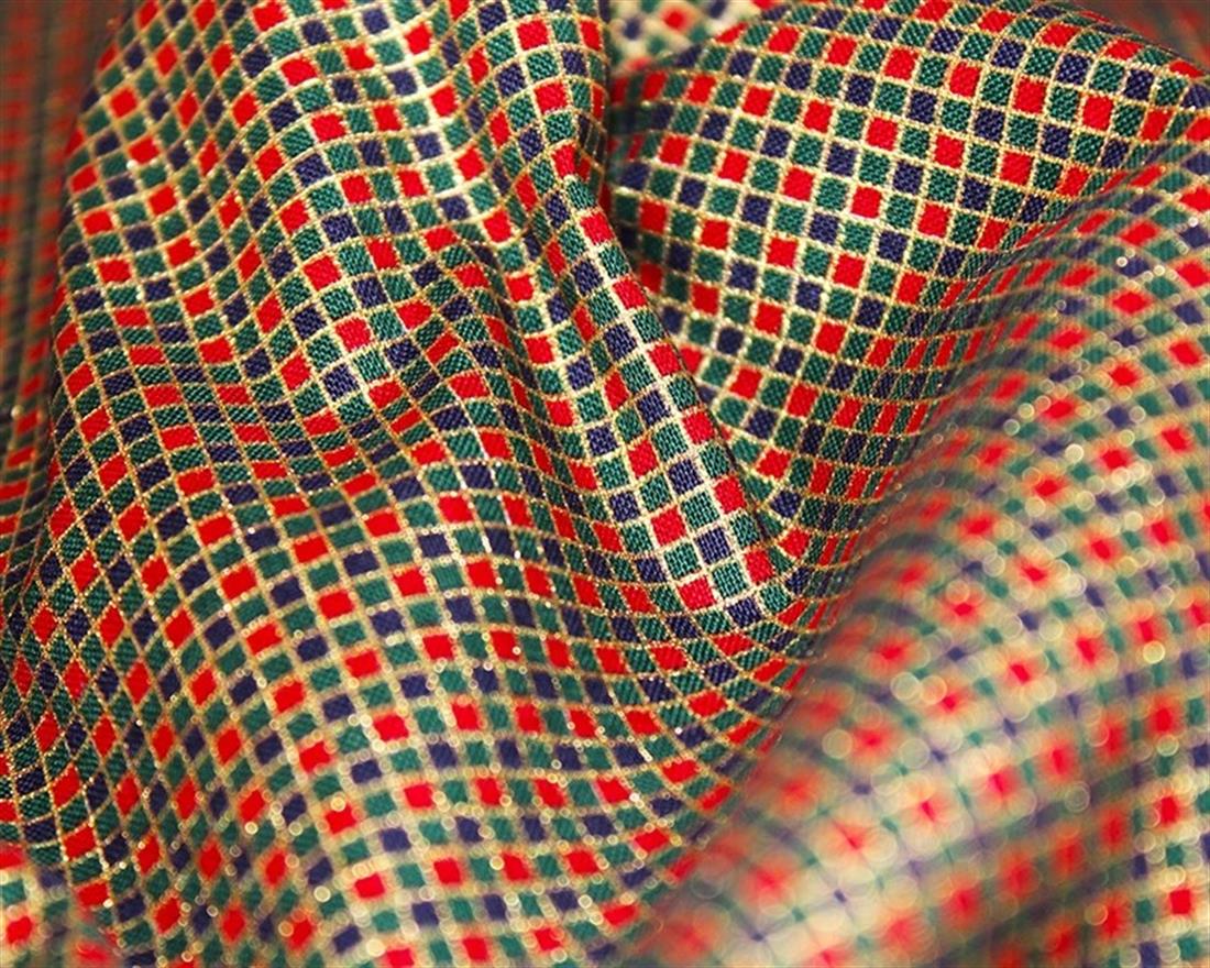 Printed Cotton Metallic Checked Poplin