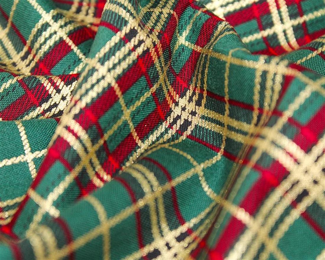 Christmas Metallic Checked Poplin
