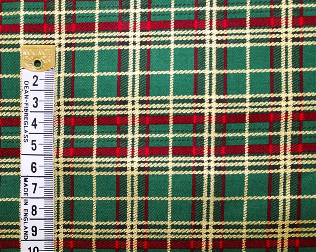 Christmas Metallic Checked Poplin