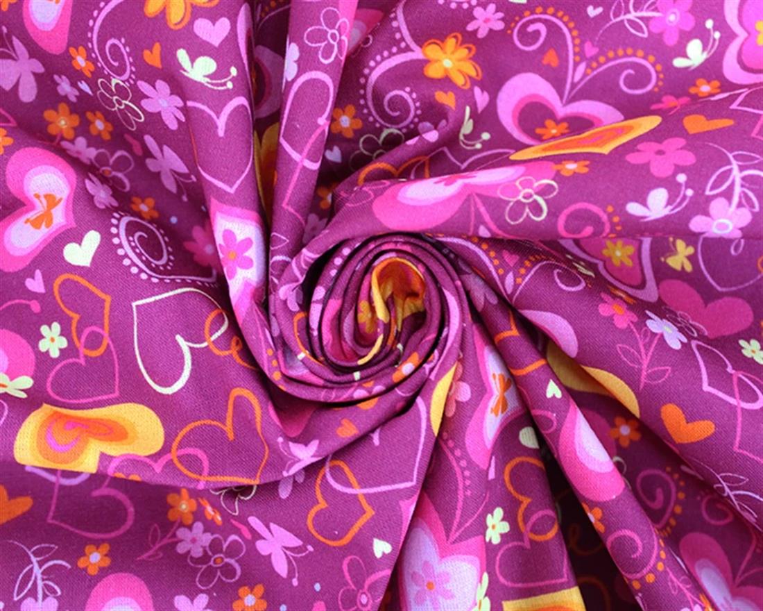 Magent Little Johnny Swirly Heart Cotton In the Fabrics
