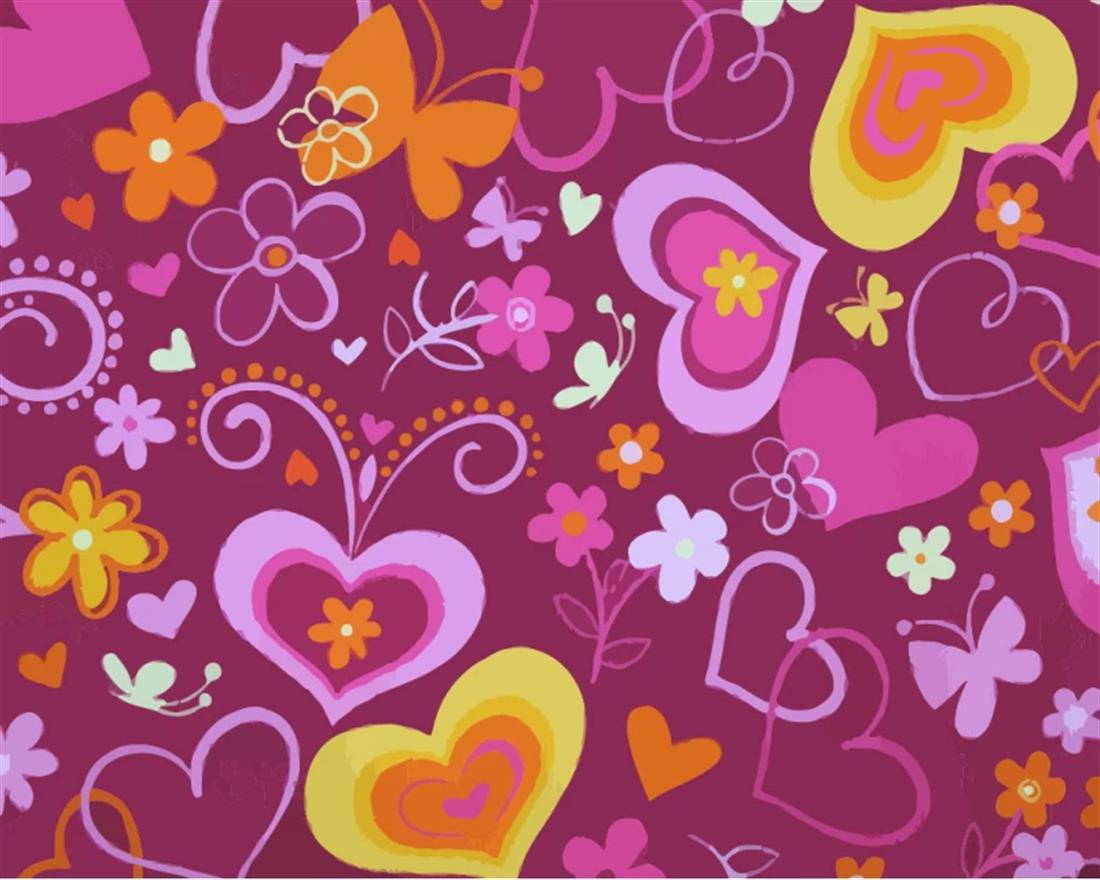 Magent Little Johnny Swirly Heart Cotton In the Fabrics