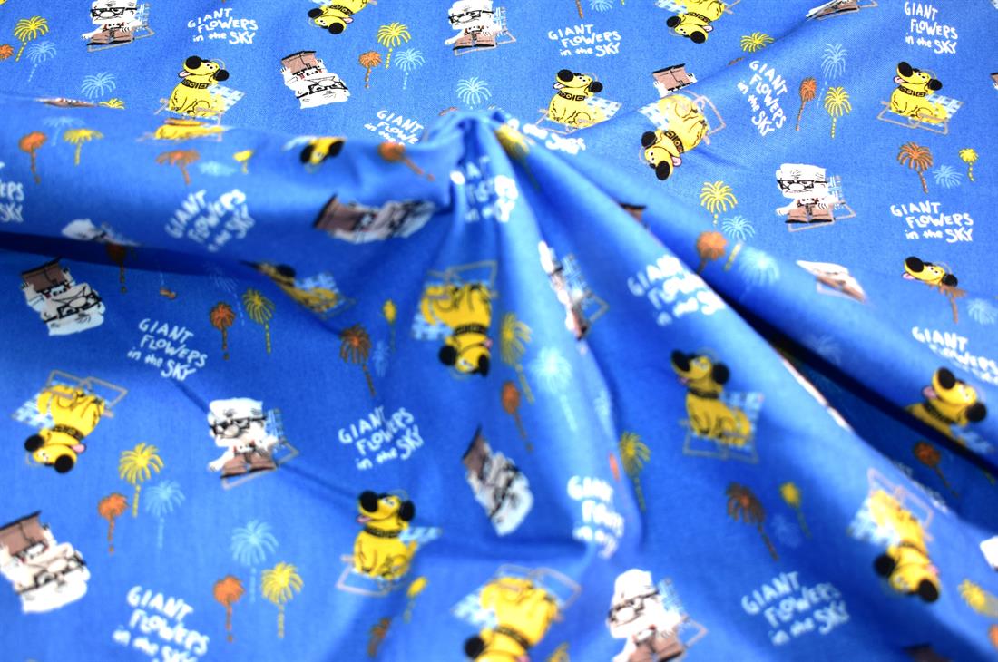 Blue Printed Crafty Cottons Digital 100% Fabric