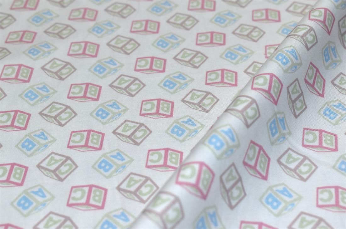 White Teddy Bear Picinic AlphabetUnicorn Printed Crafty Cottons Poplin