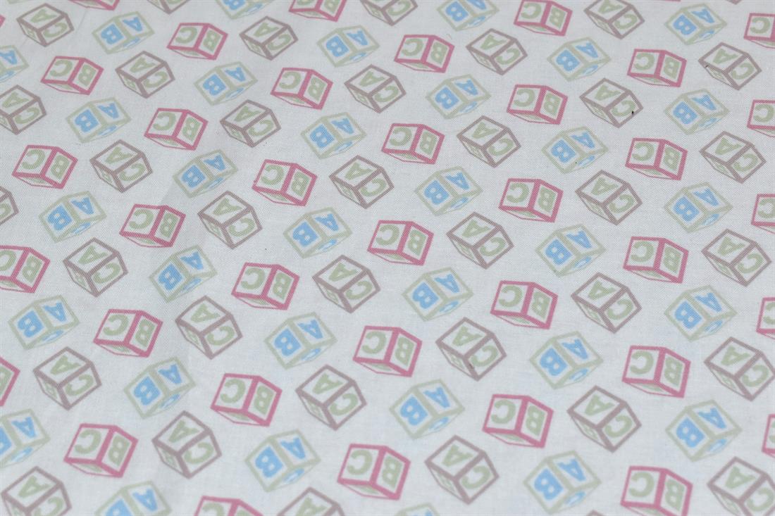 White Teddy Bear Picinic AlphabetUnicorn Printed Crafty Cottons Poplin