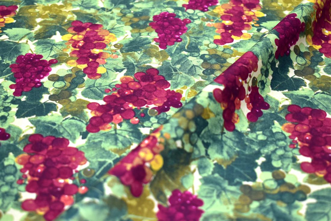 Green & Wine Harvest Fruit Printed Crafty Cottons Poplin