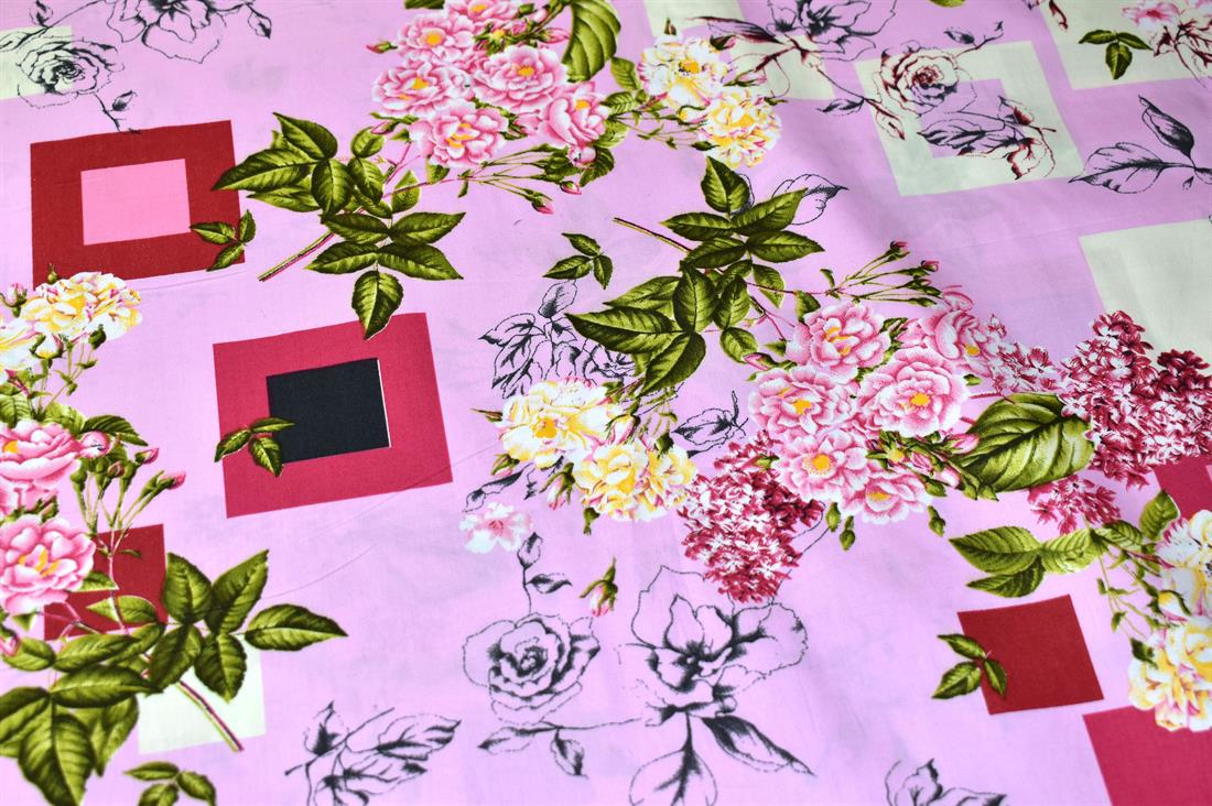 Pink Rose Printed Crafty Cottons Poplin