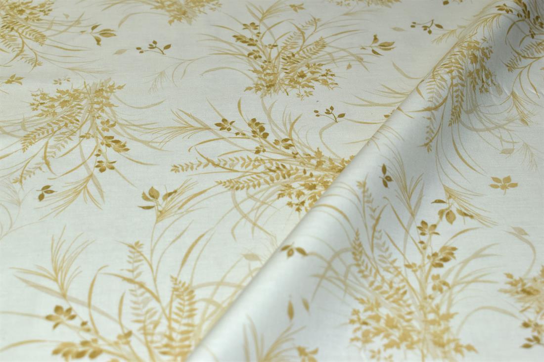 Beige Retro Floral Printed Crafty Cottons Poplin