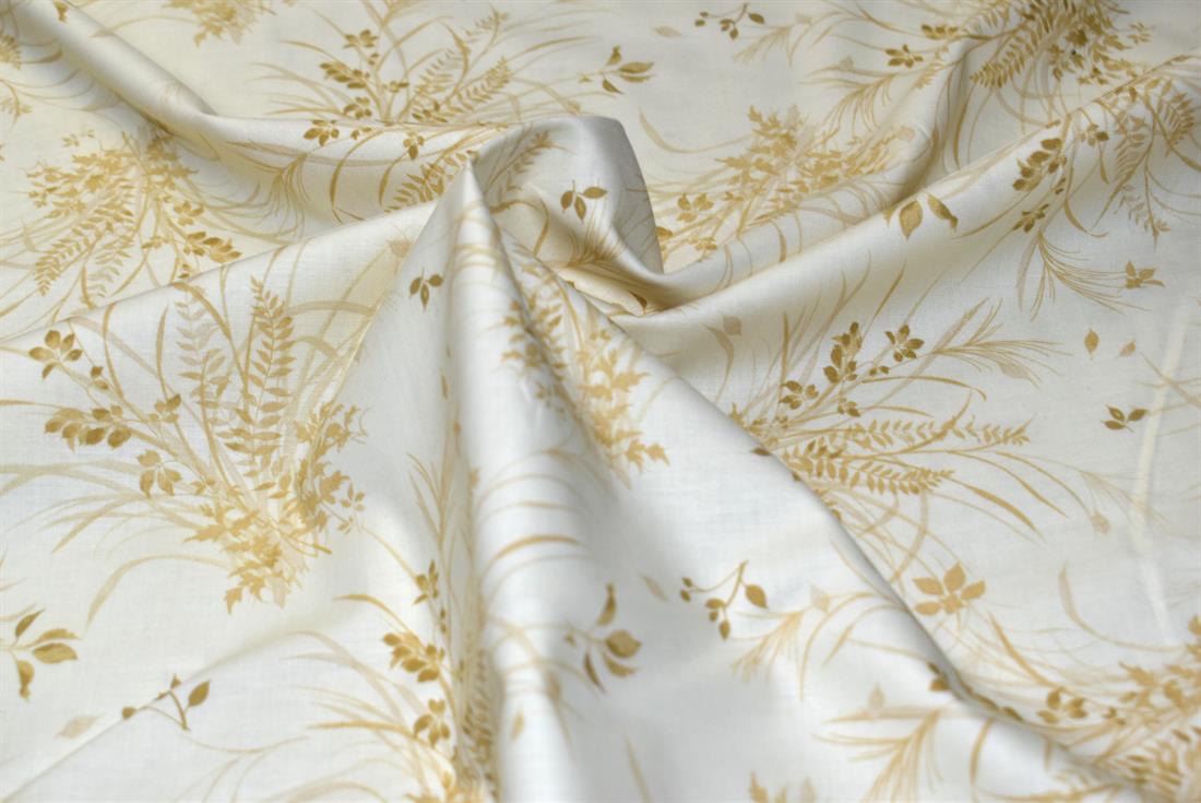 Beige Retro Floral Printed Crafty Cottons Poplin