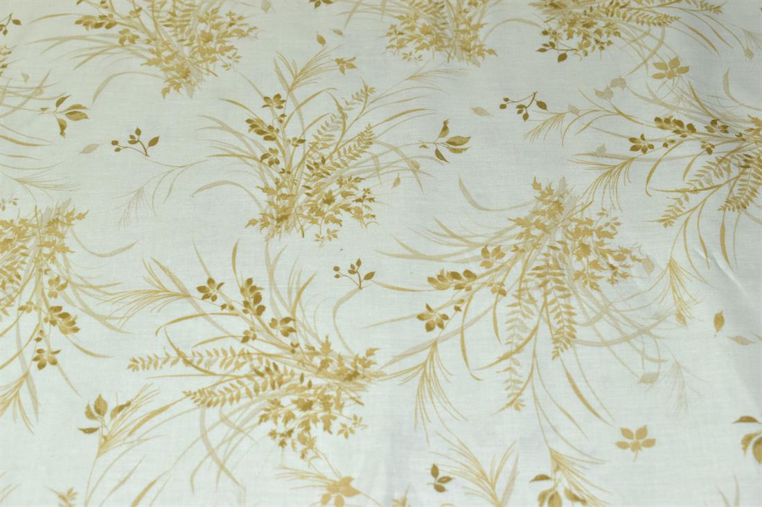 Beige Retro Floral Printed Crafty Cottons Poplin