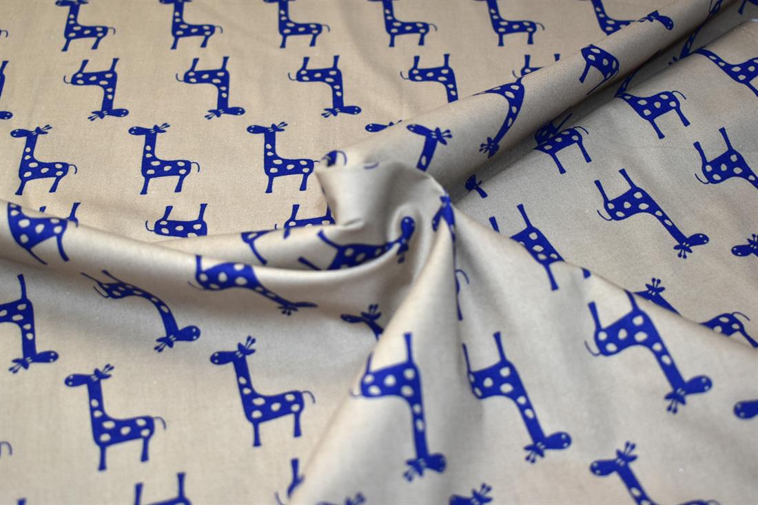 Beige Giraffe Printed Crafty Cottons Poplin