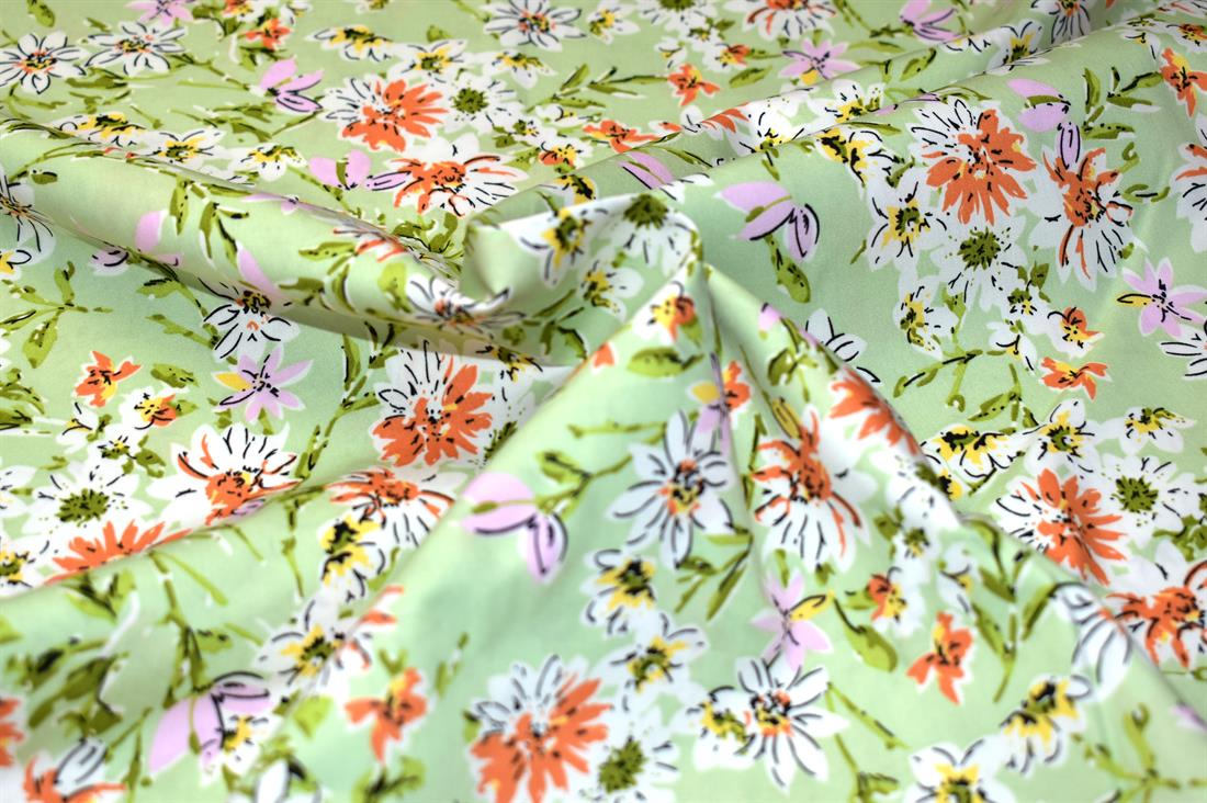 Mint Daisy Flower Printed Crafty Cottons Poplin