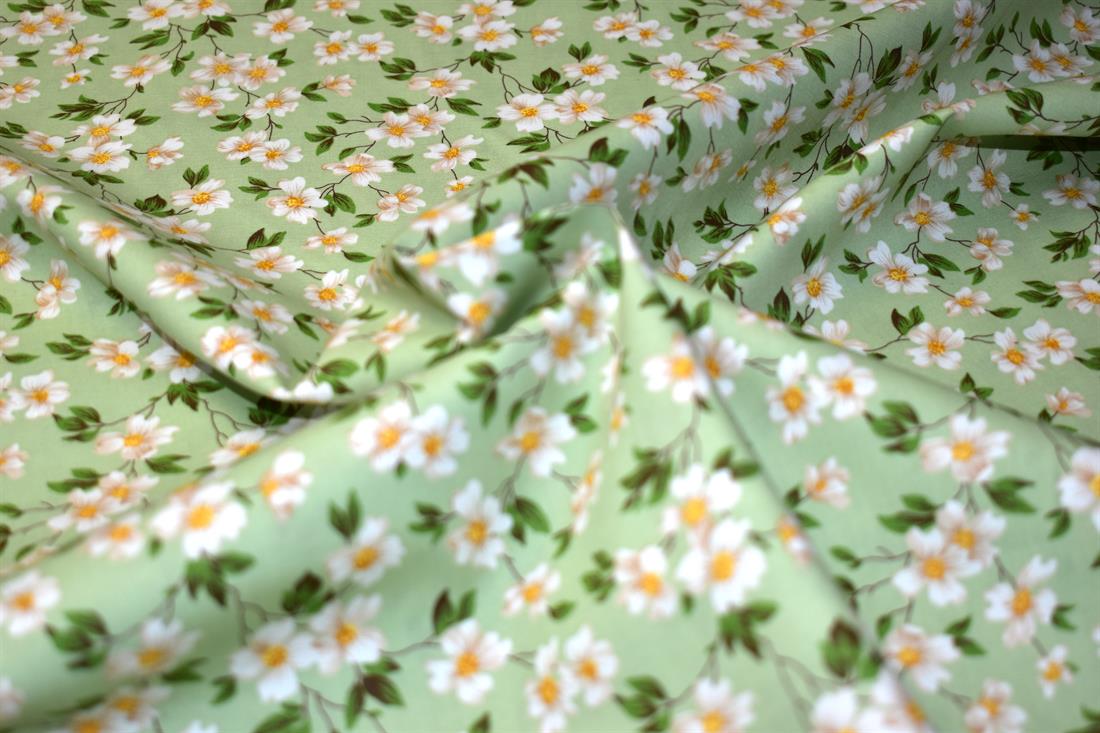 Mint Daisy Flower Printed Crafty Cottons Poplin