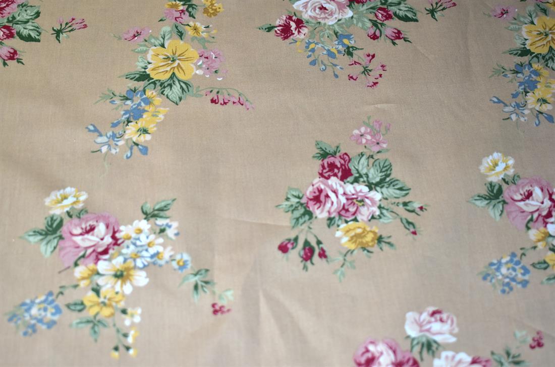 Beige Floral Printed Crafty Cottons Poplin