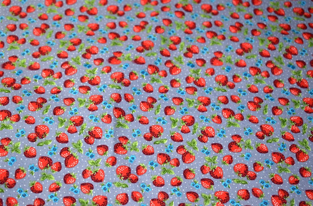 Grey Strawberries Printed Crafty Cottons Poplin