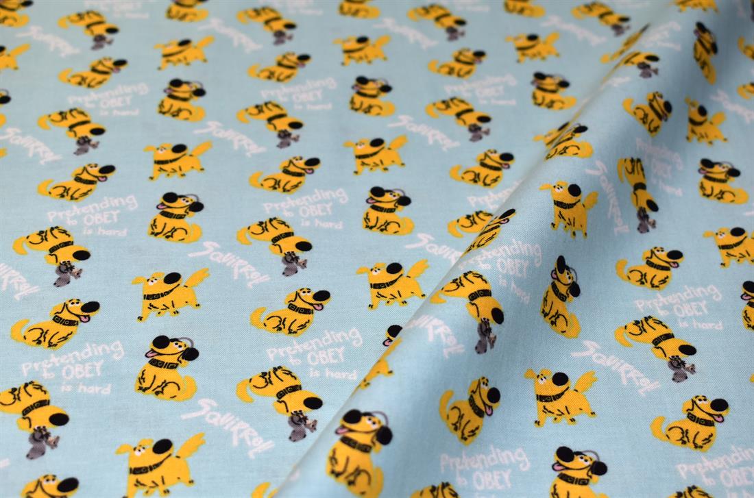 Blue Pixar Up Dug Printed Crafty Cottons Poplin