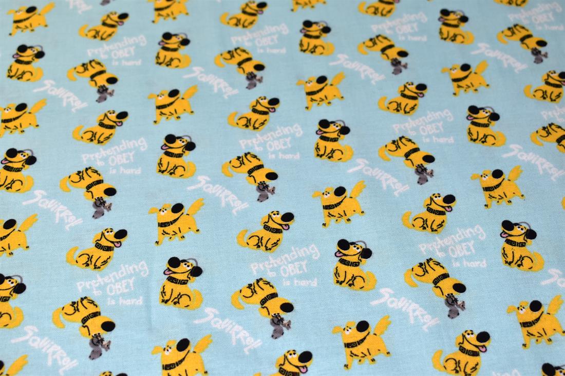 Blue Pixar Up Dug Printed Crafty Cottons Poplin