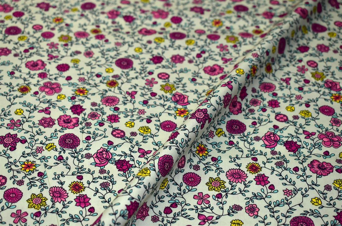 Lime Floral Rose & Hubble Printed Crafty Cottons Poplin