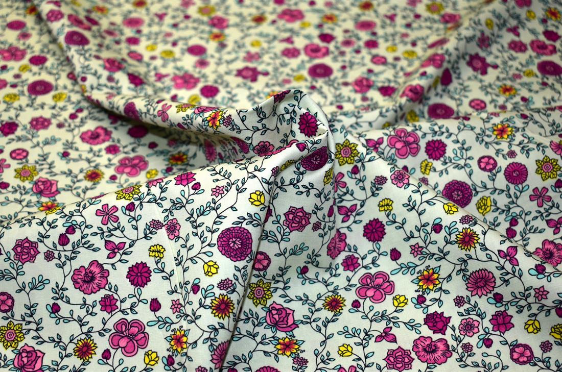 Lime Floral Rose & Hubble Printed Crafty Cottons Poplin