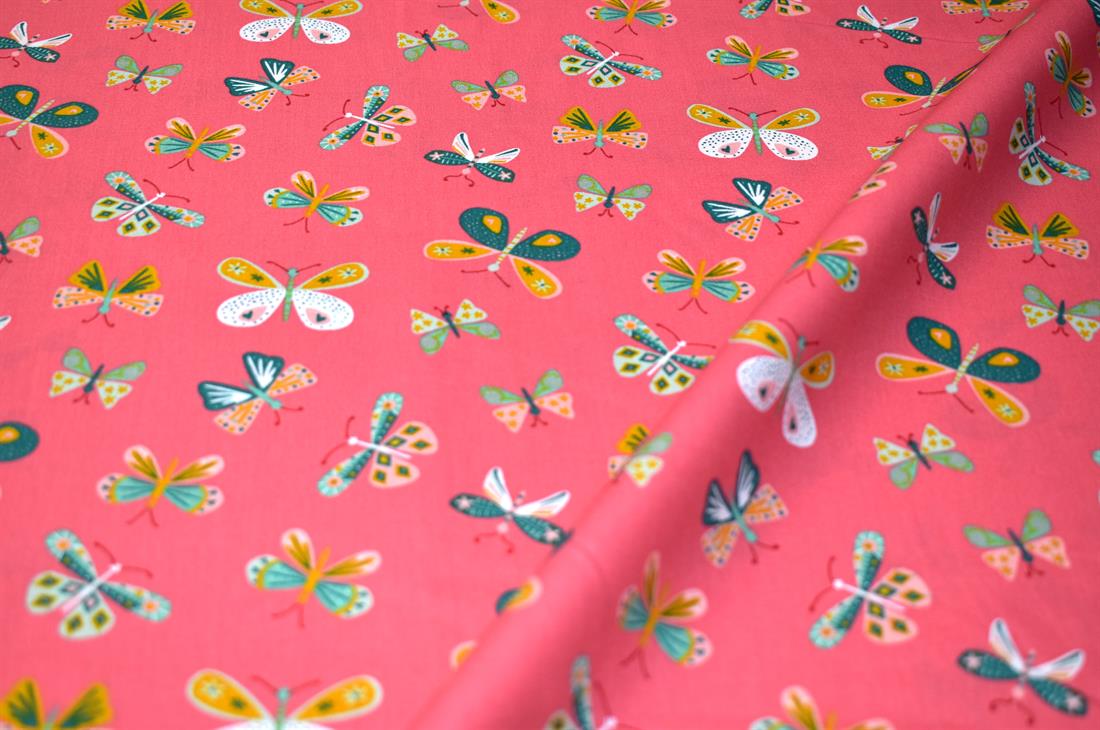 Pink Butterfly 100% Printed Crafty Cottons Fabric