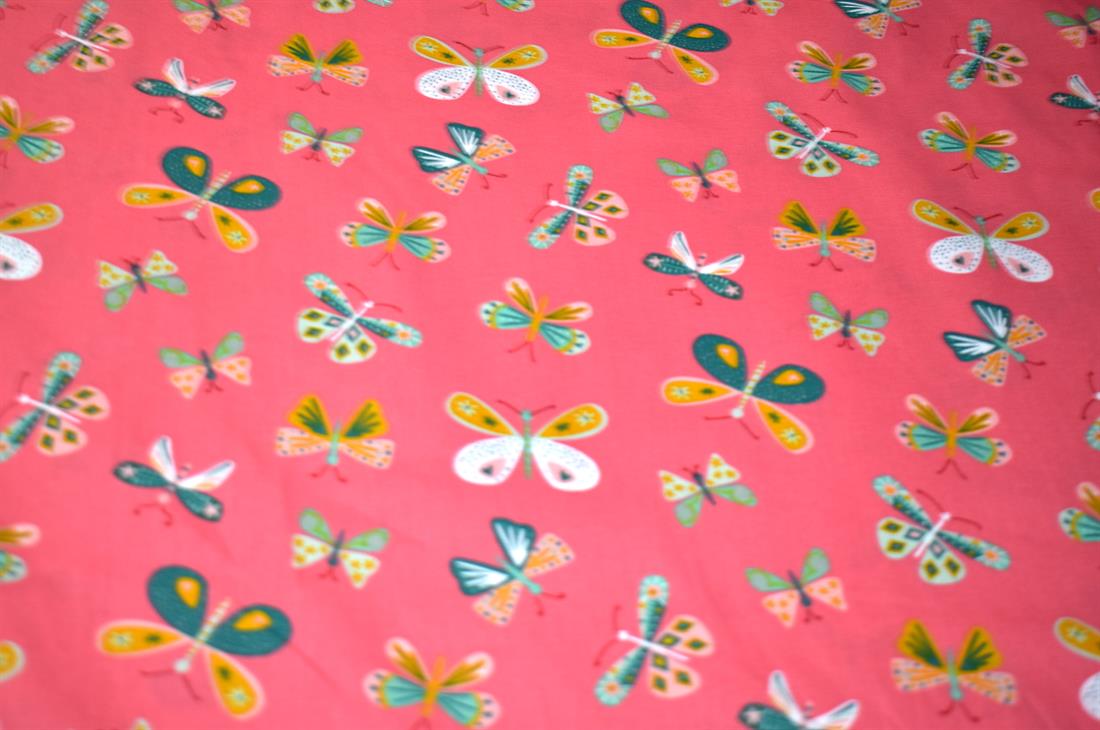 Pink Butterfly 100% Printed Crafty Cottons Fabric