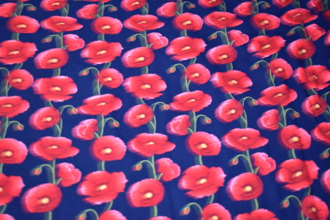 Remembrance Day Red Poppy Printed Crafty Cottons Poplin