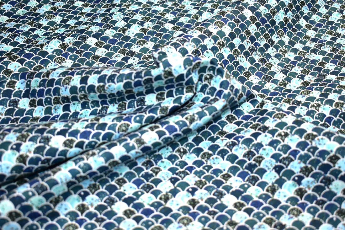 Blue & Mint Mermaid Scales 100% Printed Crafty Cottons Fabric