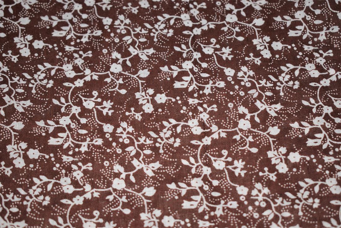 Brown Printed Floral Cotton Poplin Fabric