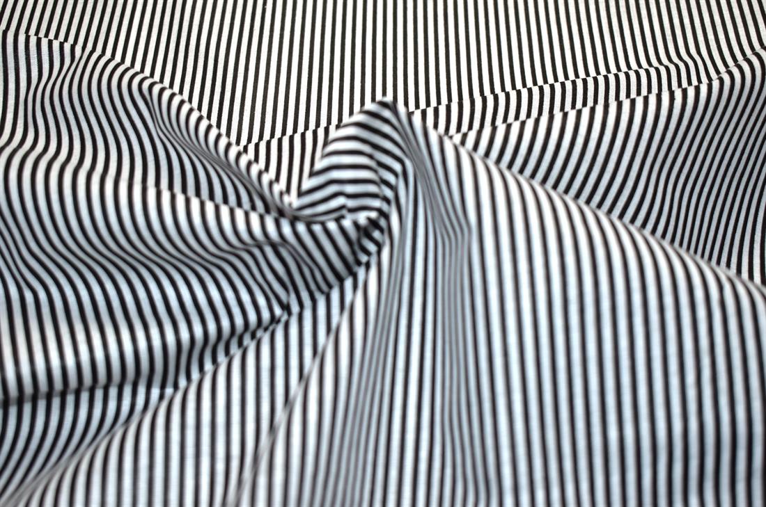 Black Printed Strips Cotton Poplin Fabric